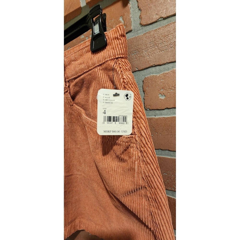 Free People Corduroy Mini Skirt Burnt Orange Button Front A-Line Size 4 sku18 - Picture 11 of 13